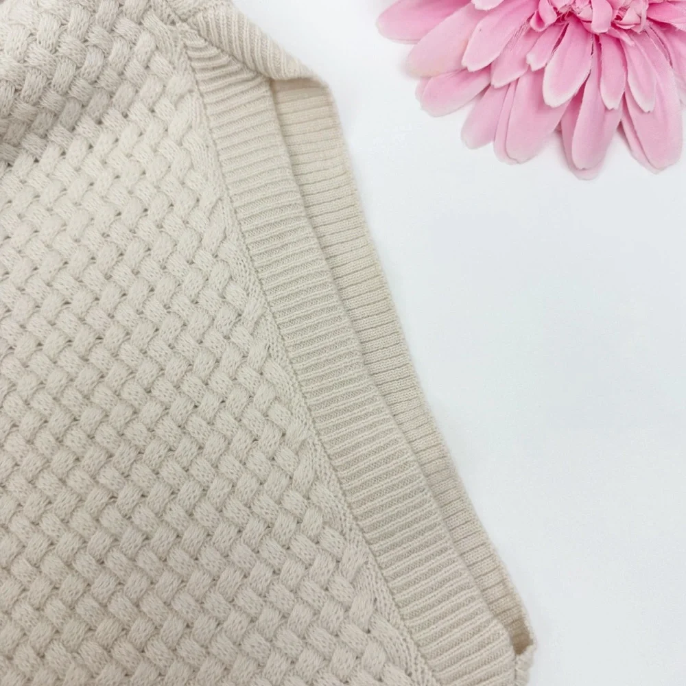 Nells Nelson Merino Wool Turtleneck Cowl Woven Textured Cocoon Sweater Gilet